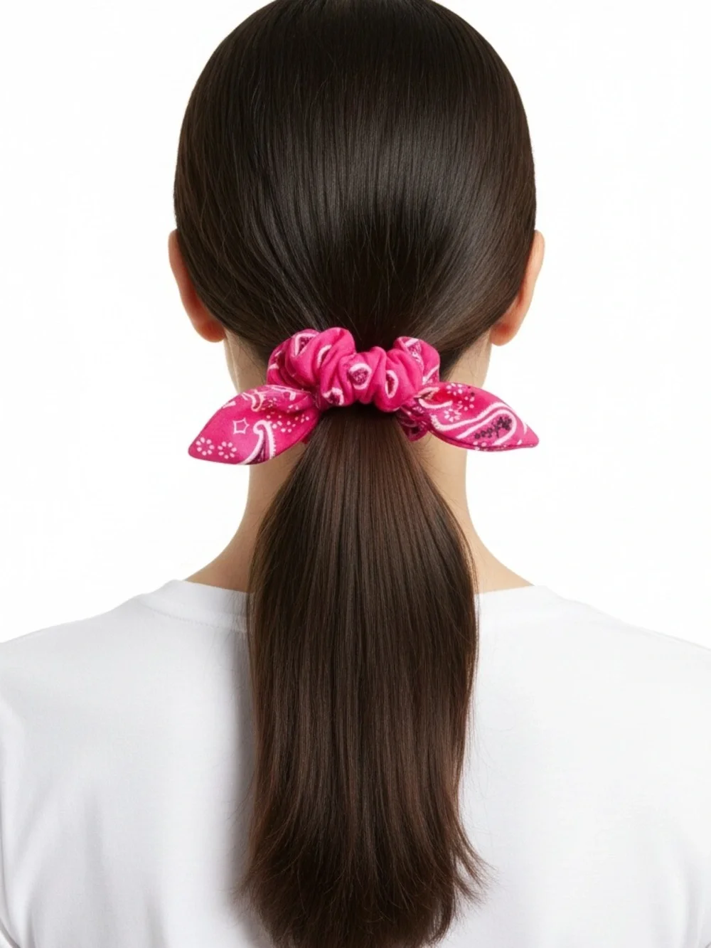 Orange Paisley Bandana Floral Flower Western Wired Trailing Ribbon Scrunchie